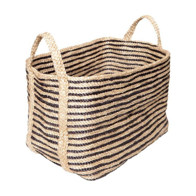 A terrific option for keeping organized, our charcoal striped jute baskets deliver on both form & function. Expertly handwoven by women working within a Fair Trade program in Bangladesh, they are built to stand up to the demands of your busy household. 