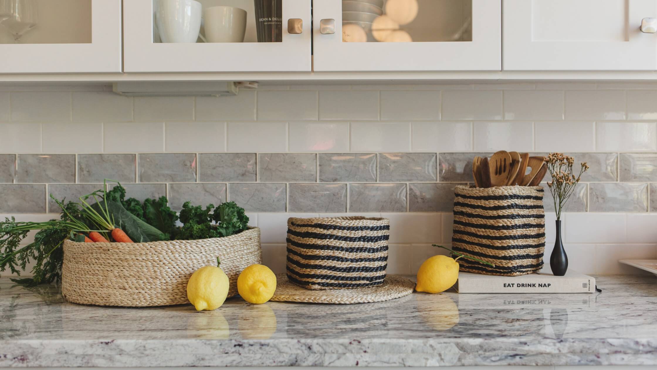 Jute Baskets, Lemons and Vegetables