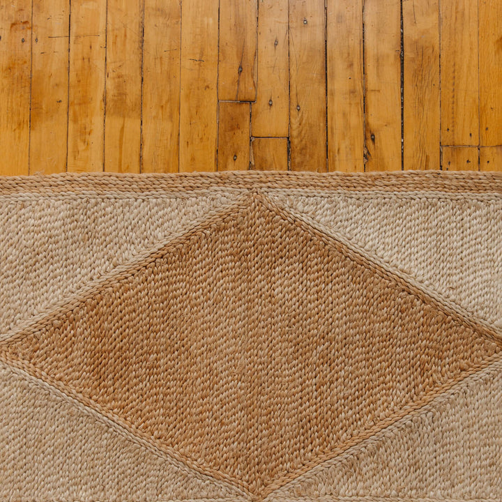 Our  jute runners are truly a work of love, and a work of art! Each of the squares in our rugs is handcrafted by our artisan partners in Bangladesh , then each piece is sewn  together in a gorgeous geometric pattern. These fair trade rugs are available in two other sizes, medium & large, ensuring the perfect fit for your space.