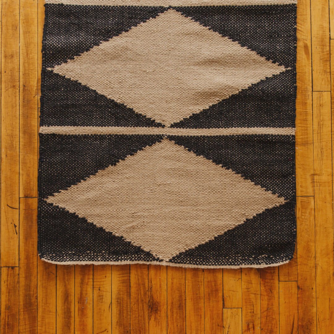 Handloomed Diamond Floor Mat - Charcoal/Natural New Arrivals