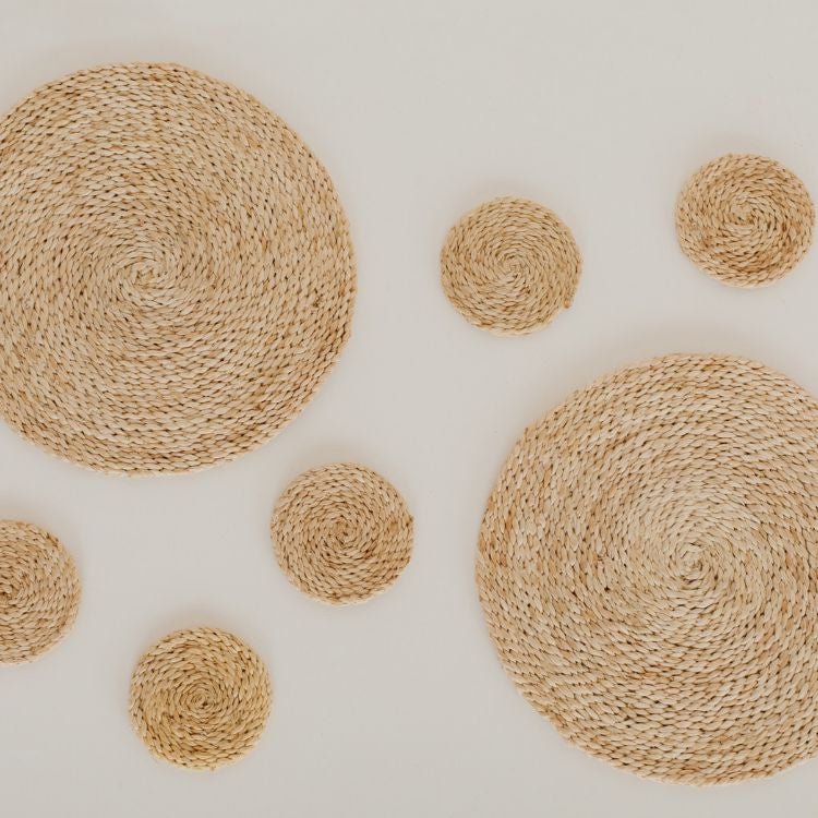 Handwoven Jute Round Coasters - Set of 8 Homewares