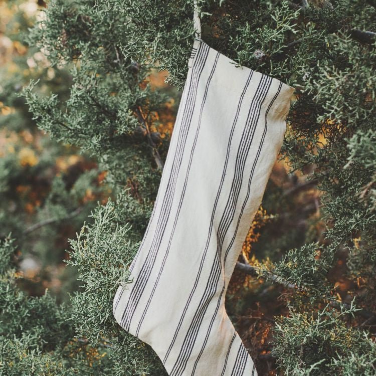 Holiday Stocking - Natural Cotton Ticking Stripe Homewares