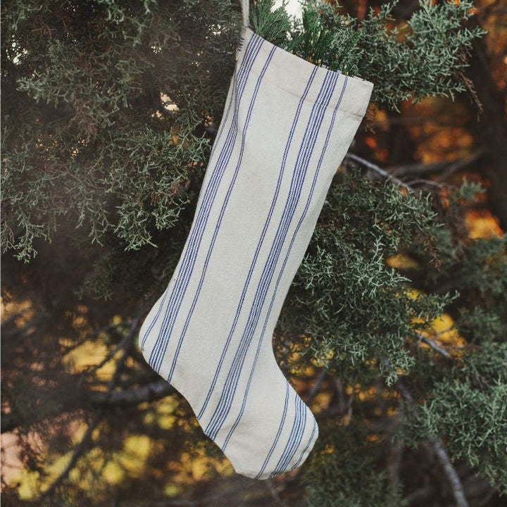 Holiday Stocking - Natural Cotton Ticking Stripe Homewares