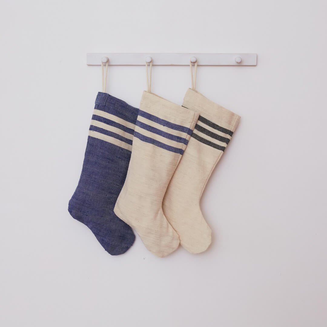 Holiday Stocking Woven Khadi Top Stripe