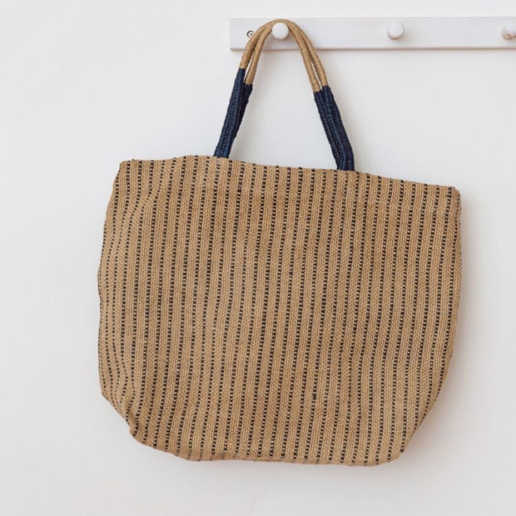 Jute Shopper - Indigo Stripes Bags & Totes