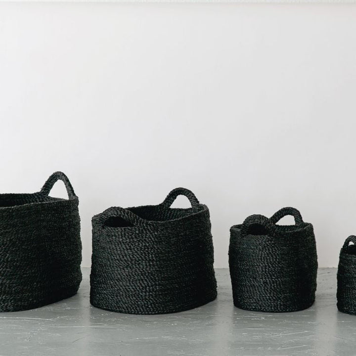 Oval Jute Baskets - Charcoal Baskets & Storage