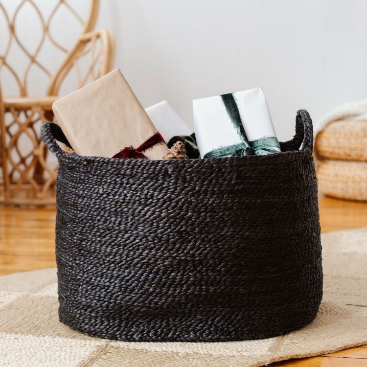 Oval Jute Baskets - Charcoal Baskets & Storage