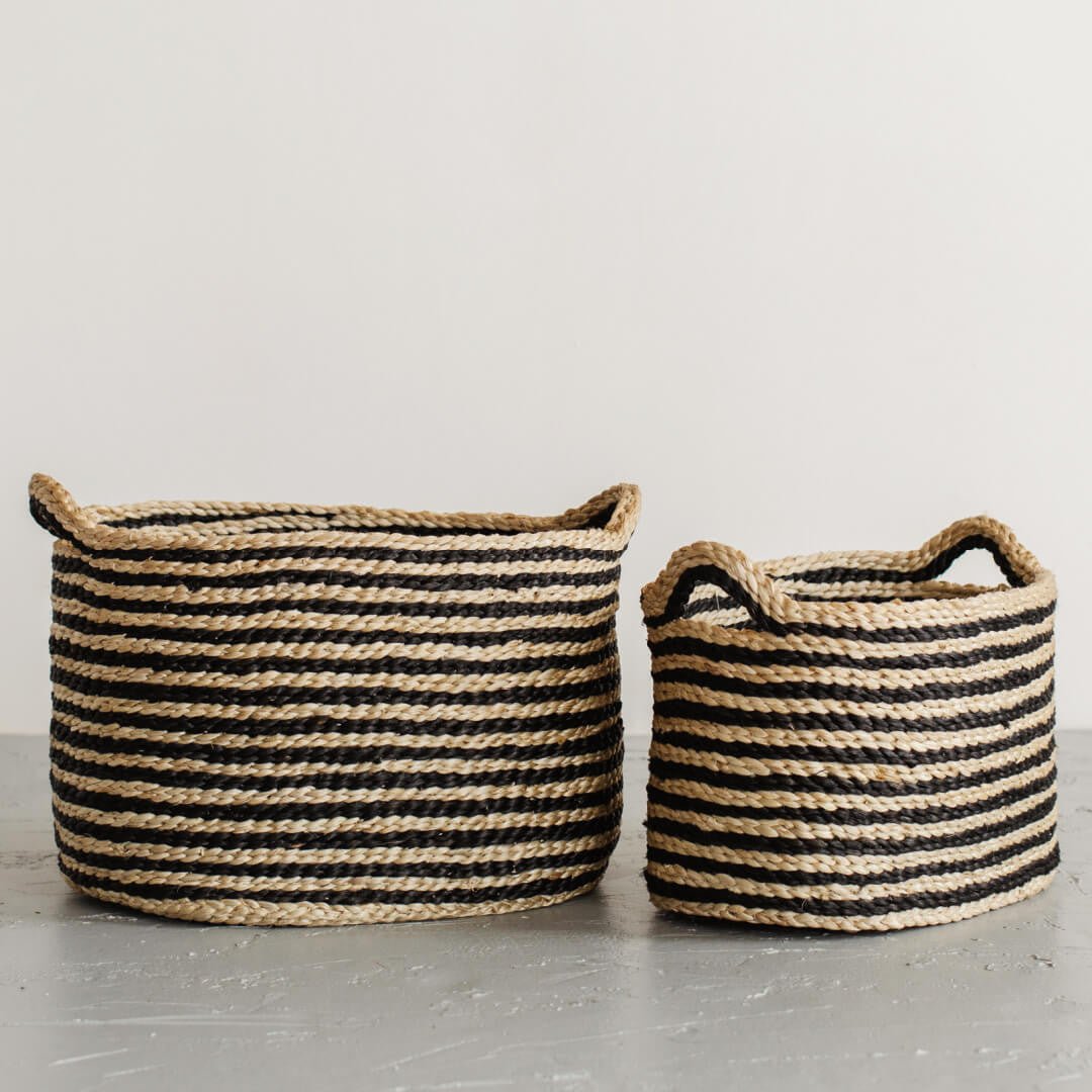 Oval Jute Baskets - Stripes New Arrivals