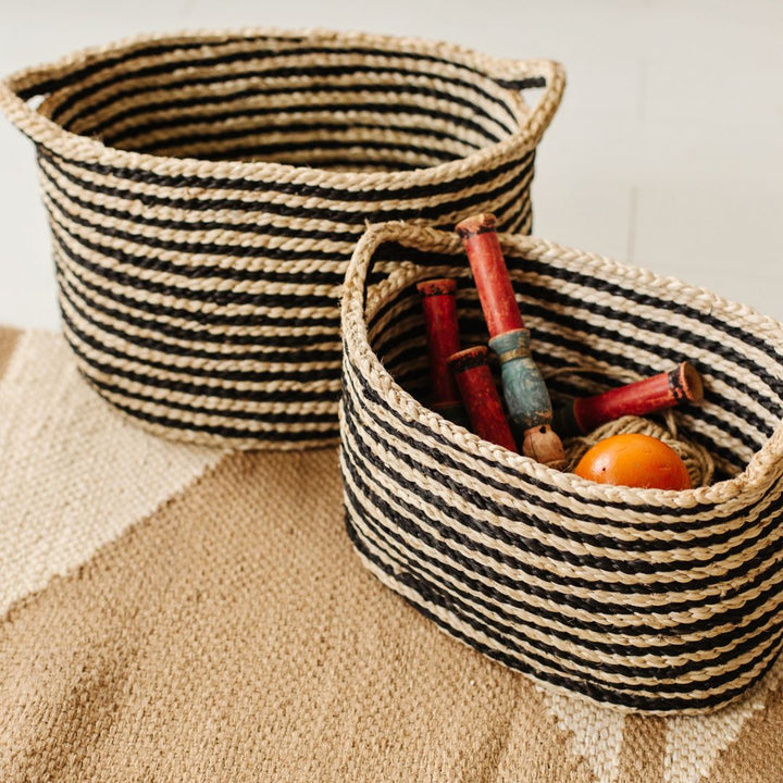 Oval Jute Baskets - Stripes New Arrivals