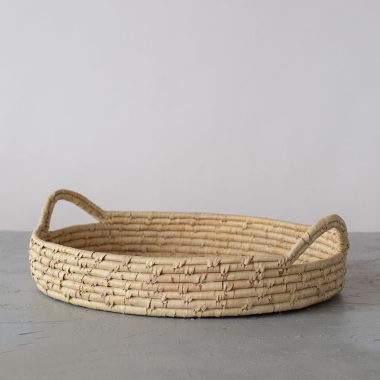 Palm Leaf Large Woven Tray Baskets & Storage