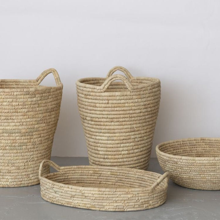 Palm Leaf Large Woven Tray Baskets & Storage