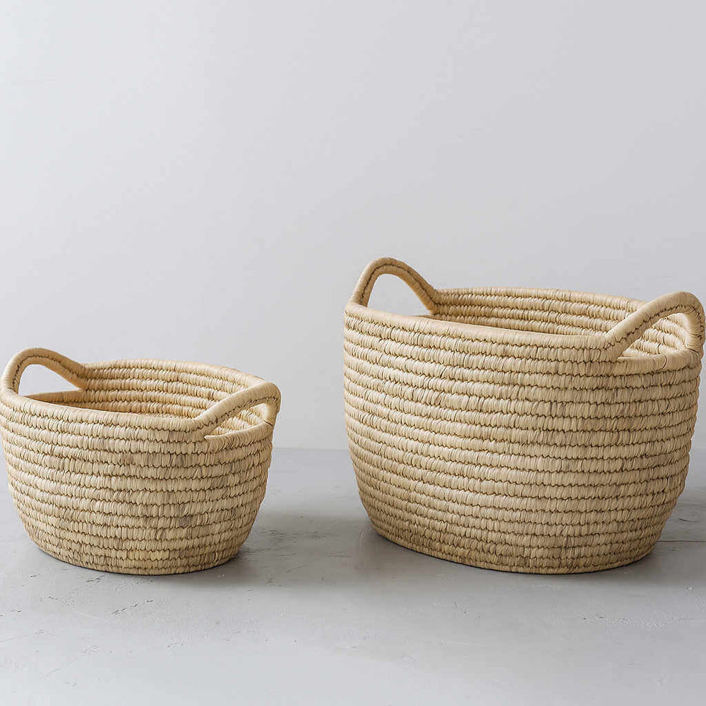 Palm Leaf Laundry Basket Low Oval New Arrivals