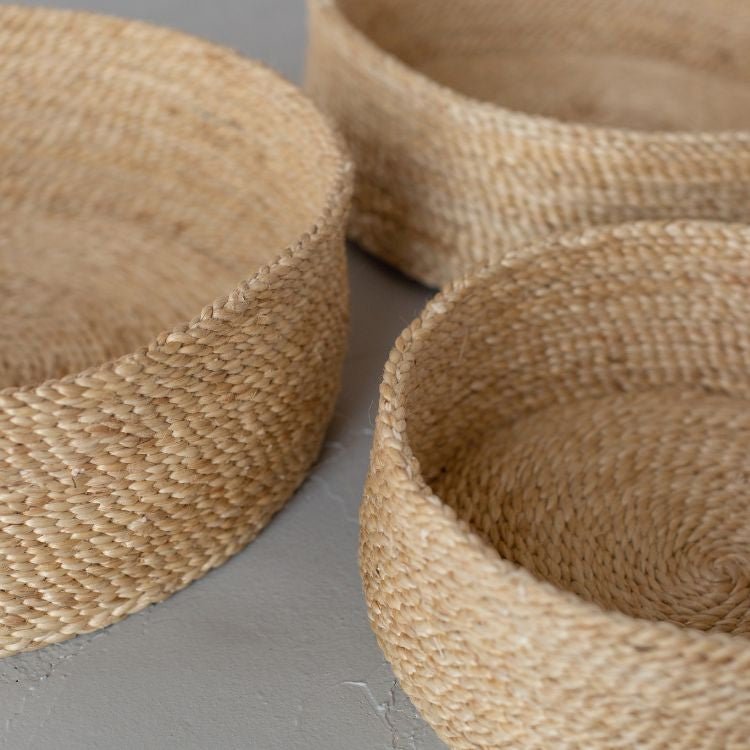 Round Low Jute Baskets Trio New Arrivals