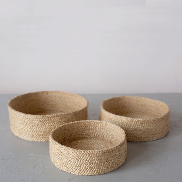 Round Low Jute Baskets Trio New Arrivals