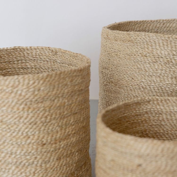 Tall Round Jute Storage Baskets Natural Baskets & Storage