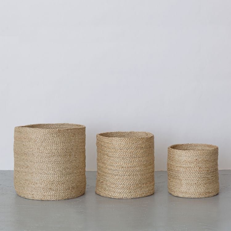 Tall Round Jute Storage Baskets Natural Baskets & Storage