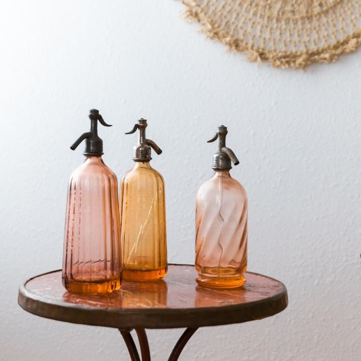 Vintage French Colored Glass Seltzer Bottles Vintage