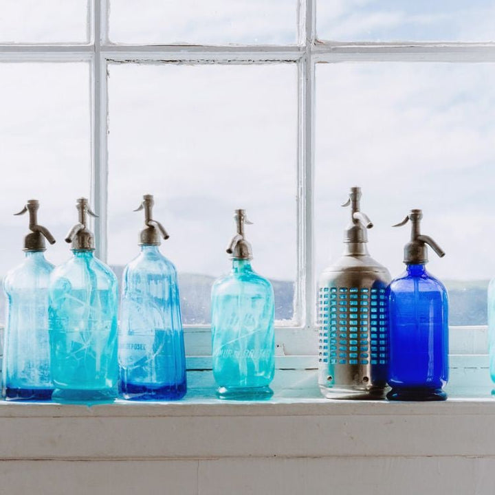 Vintage French Colored Glass Seltzer Bottles Vintage