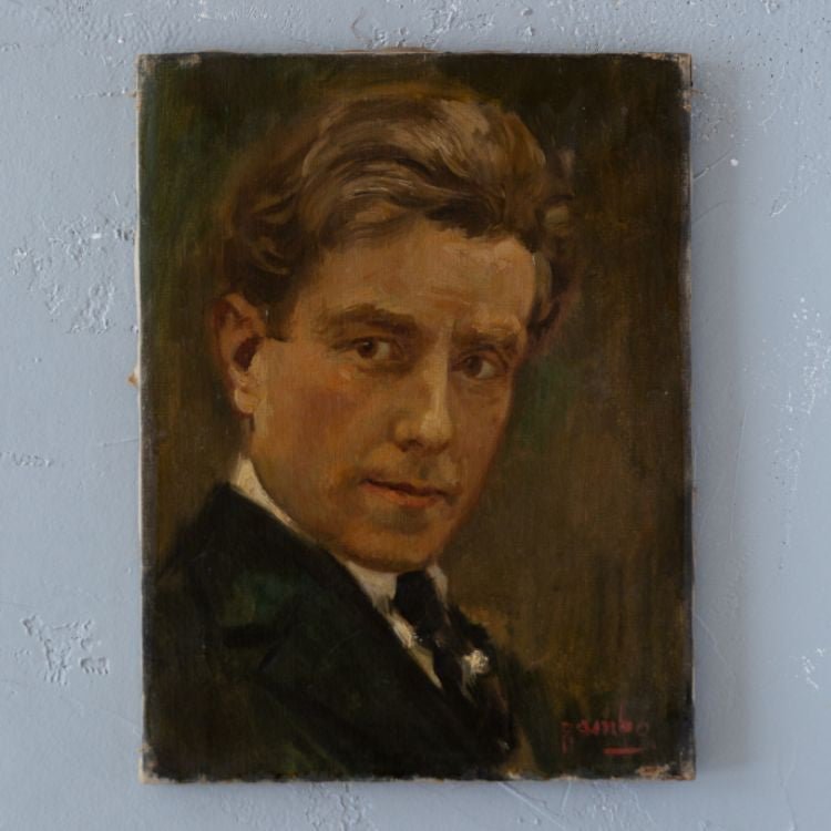 Vintage French Painting - Portrait of a Gentleman Vintage