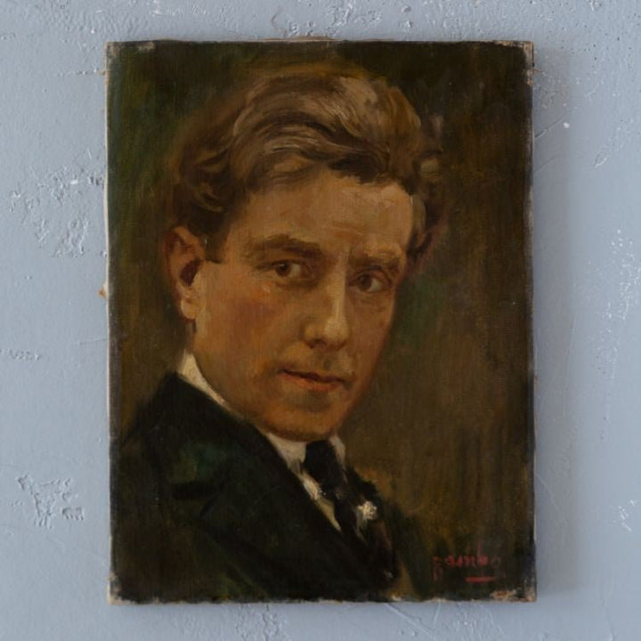 Vintage French Painting - Portrait of a Gentleman Vintage