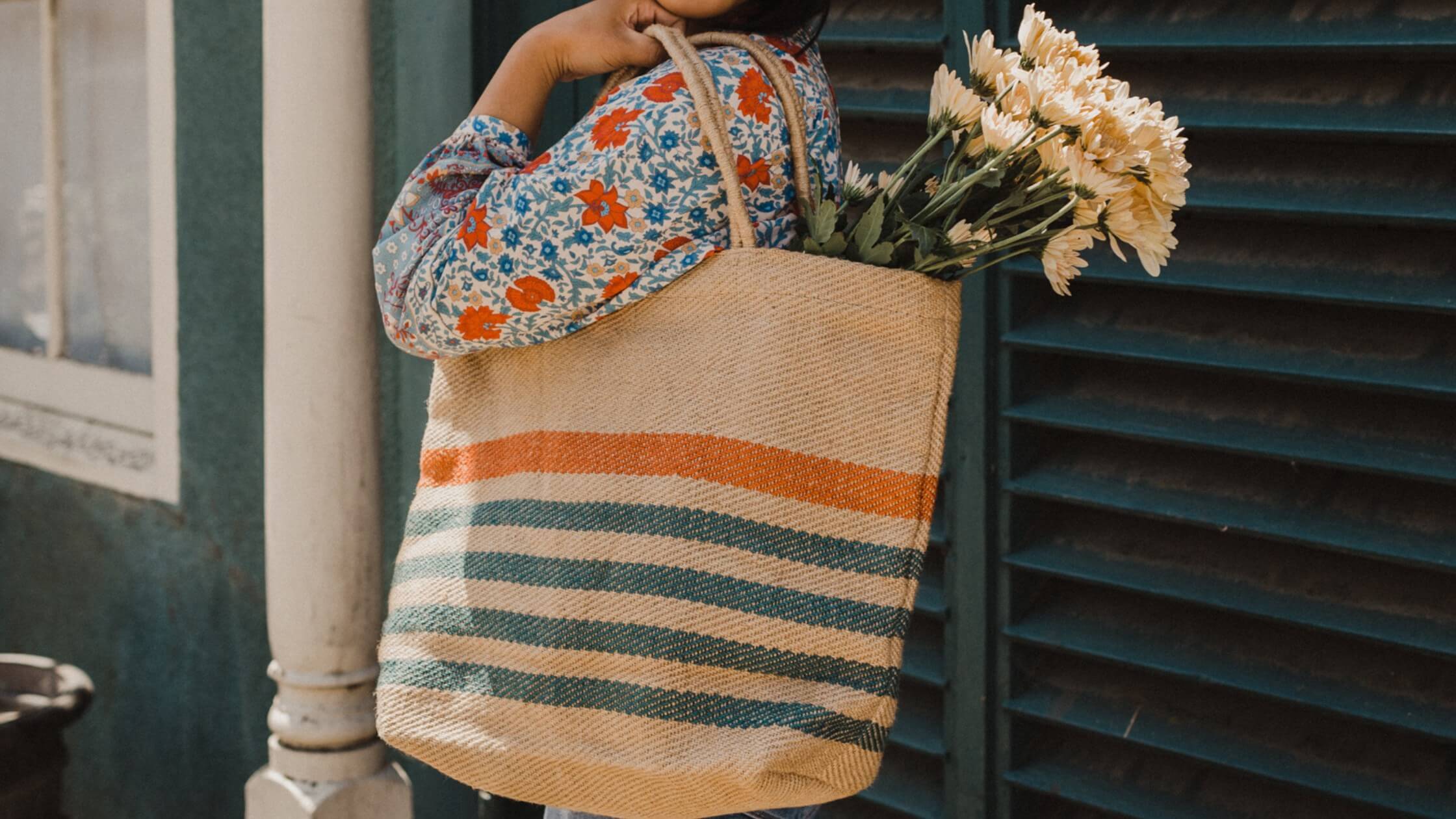 Fair Trade Tote Bag and Flowers